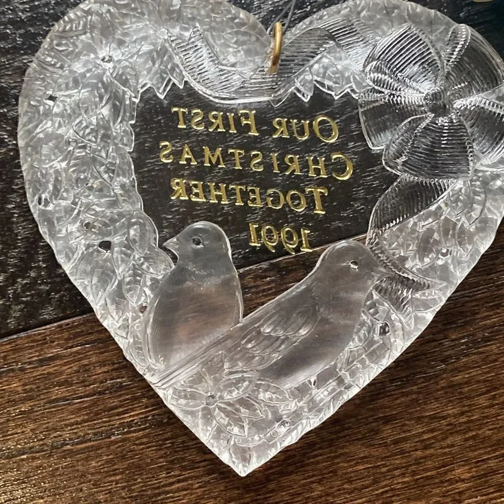 Vintage Hallmark keepsake 1991 our‎ first Christmas ornament clear heart